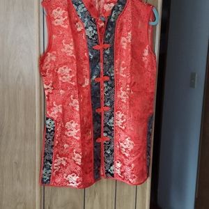 Chinese silk blouse large red
